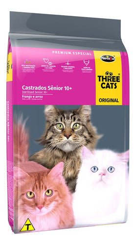 Threecats Original Gato Castrados Senior 3kg + Pelota Cascabel 2