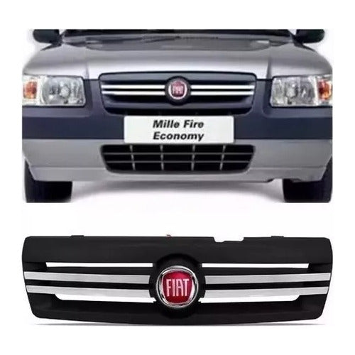 Grade Dianteira Fiat Uno Fiorino 2006 A 2012 Preta + Emblema 0