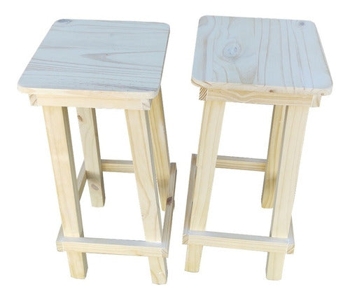 Saura Muebles Combo of 2 Economic Pine Stools 75cm Offer 1