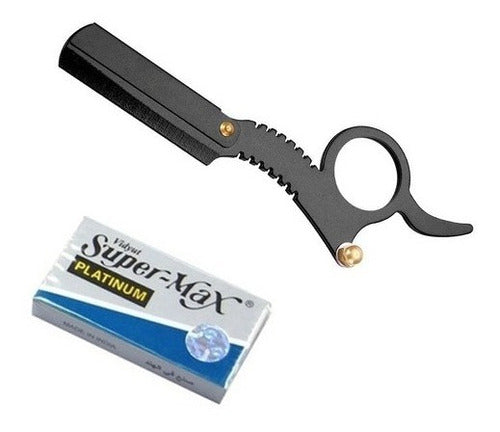 E-Shop Peluquería Professional Barber Cutting Razor + Double Finger Blades 0