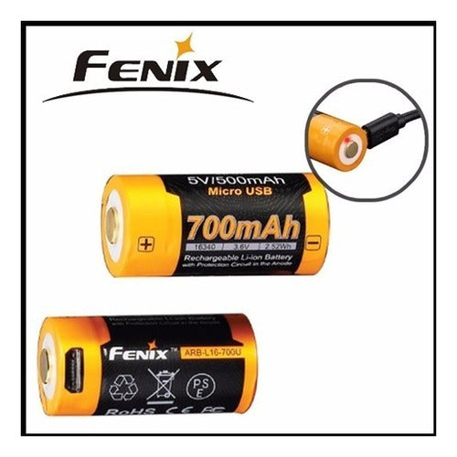 Batería 123 Recargable Fenix Con Puerto Microusb Microcentro 1