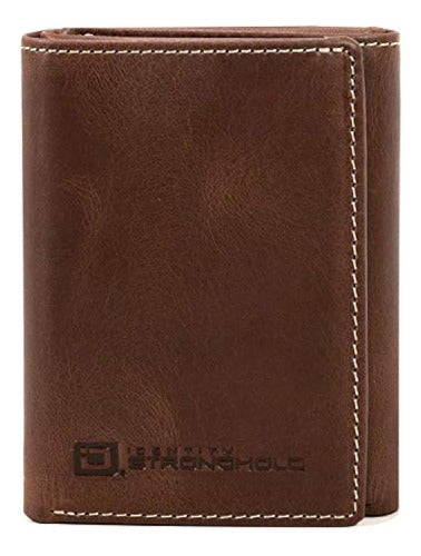 Billetera Triple De Cuero Genuino Para Hombre Con Protección 0