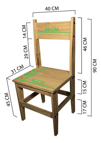 Sajo Modern Style Dining Room Combo - 2 Chairs in Solid Pine 7