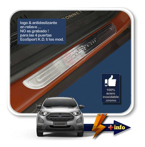 Set of 4 Stainless Steel Door Sill Covers for Ecosport 2014+ Tuningchrome 2