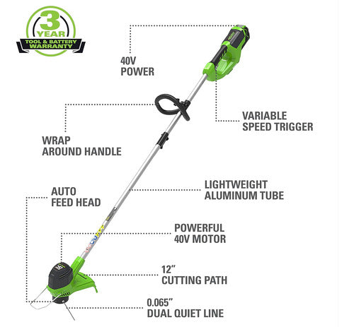 Greenworks Bordeadora Inalámbrica 40v Desmalezadora Tansa Potente Livia 1