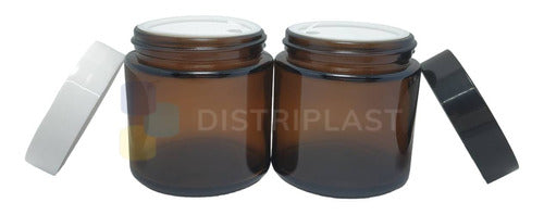 Distriplast Amber Glass Jar with Screw Lid 100cc 100ml Pack of 100 3