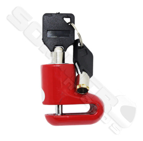 Cadeado Trava Disco Para Moto 25 Mm Vermelho Universal Atrox 1