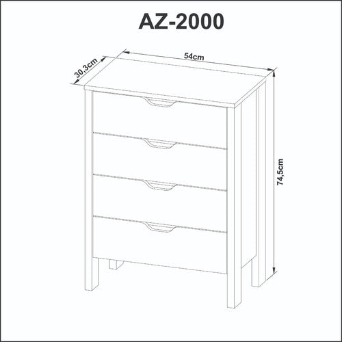 Punto Union Minimalist 4 Drawer Chest for Office and Home - AZ 2000 3