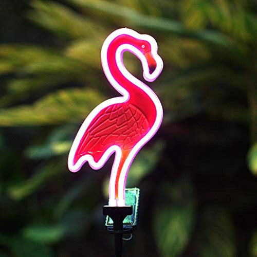 Angmln Pink Flamingo Solar Neon Light - Set of 2 Garden Stake Lights 1