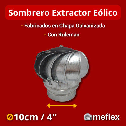 Extractor Eólico 4 Pulgadas Con Base Chapa Galvanizada 1