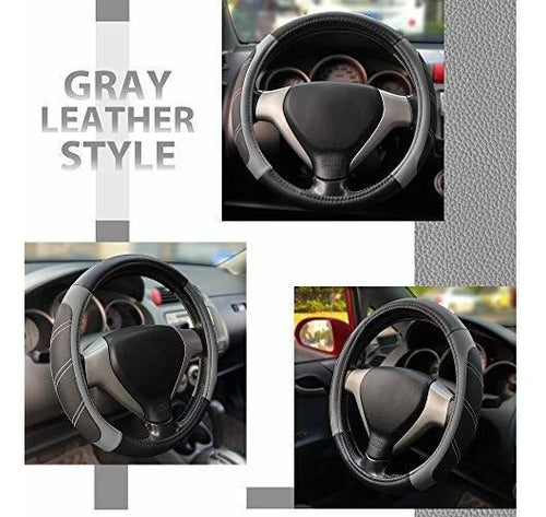 Elantrip Universal Non-Slip Black and Gray Steering Wheel Cover 1