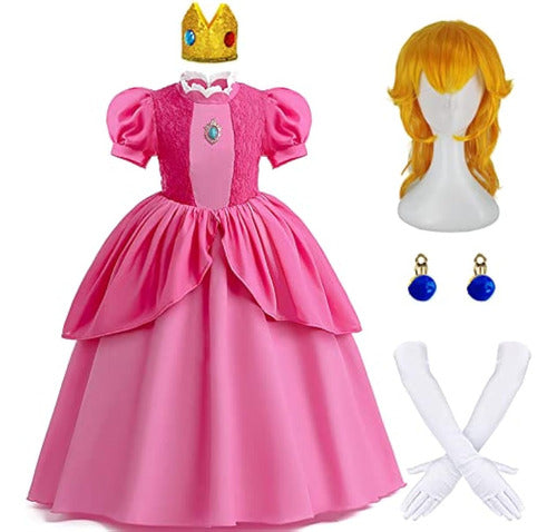 Enccfoeo Princess Peach Costume for Girls 0