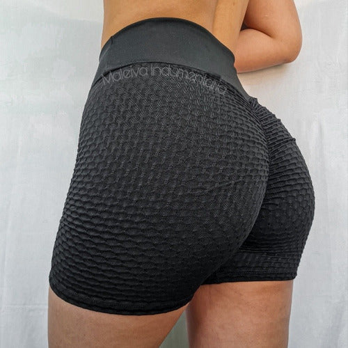 Maleiva Short Frunce Anticelulitis Tiro Alto Faja Lycra Calza Corta 4