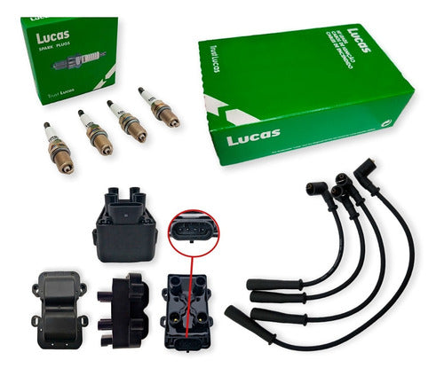 Kit Cables+Spark Plugs+Ignition Coil Renault Logan 1.6 8v (k7m) 0