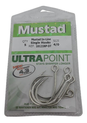 Mustad Ultra Point 10121 Straight Eye 4/0 Hook Pack X5u 0