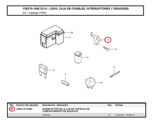 Ford Light Courtesy Switch for Trunk 04/14 1