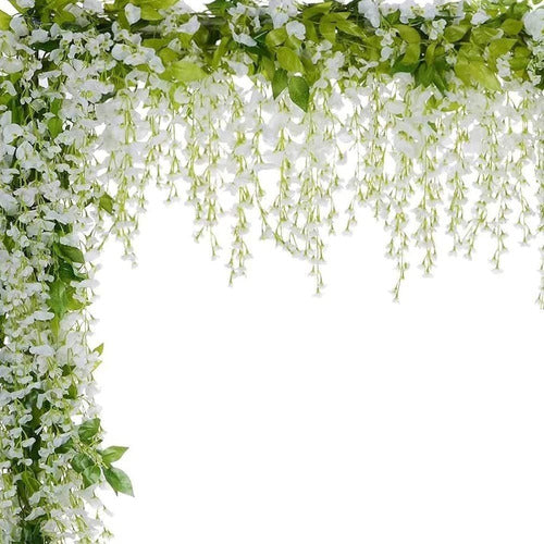 WEISPARK 4 Artificial Flower Garlands White 2.2m 0