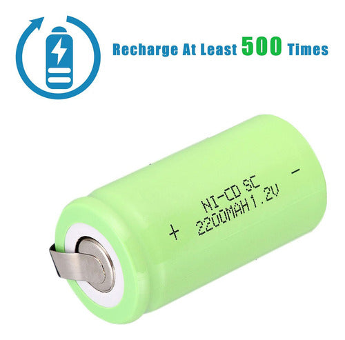 Odstore Bateria Recargable 12 V 2200 Mah Nicd Tap Sub C Sc B 3