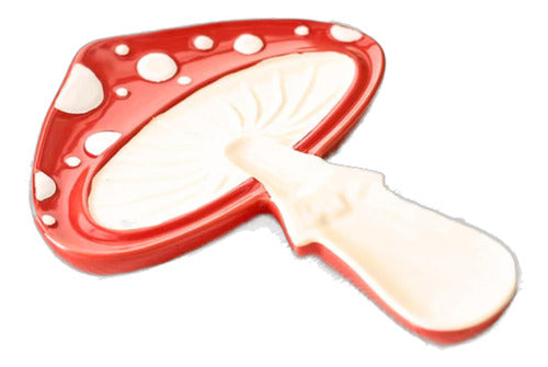 Fungi Fun Mushroom-Shaped Ceramic Spoon Rest for Kitchen, 13cm 0