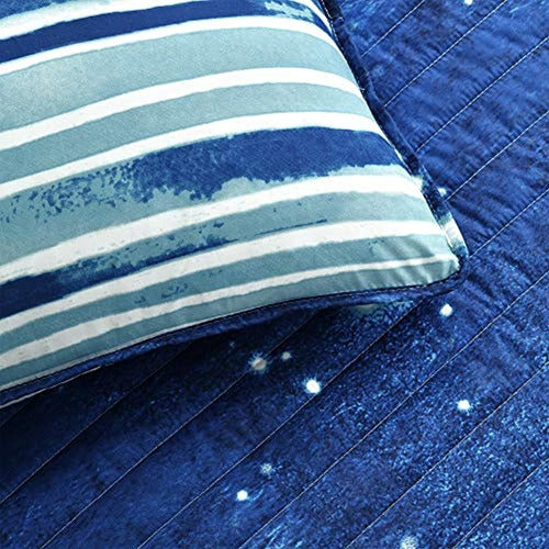 Make A Wish Space Star Ombre Navy & White Reversible Print J 4