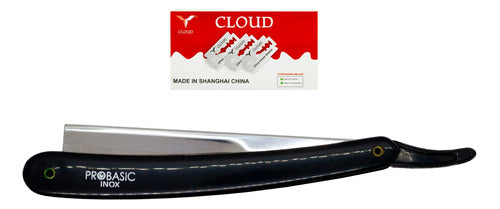 ProBasic Inox Navajin + Cloud 10 Razor Blades Kit - Kit Probasic Navajin + Cloud 10 Hojas De Afeitar Barberia