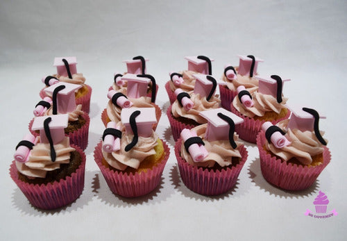 12 Cupcakes Graduation Hat Diploma Themed Pink 0