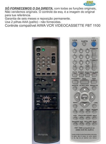 Controle Compatível Aiwa Vcr Fbt1100 0