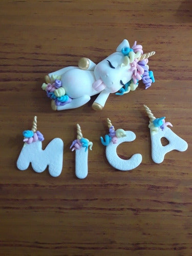 Adorno Torta Unicornio Gloton Porcelana Fria,letras Número 1