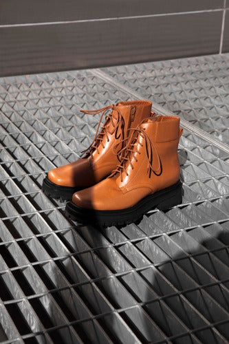 Ines Ott Brown Leather Borcego Boot with Tractor Sole 3