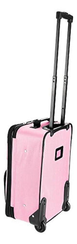 Rockland Vertical Fashion Softside Luggage Set, Pink 3