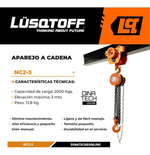 LUSQTOFF Manual Chain Hoist 2 Tons 3 Meters Reinforced 4
