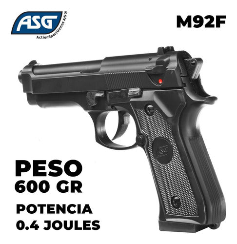 Metallic ASG M92 Spring Airsoft Pistol 6mm 1