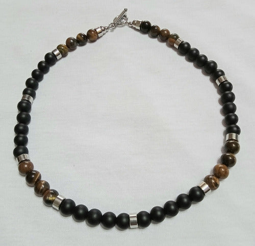 Natural Stones Necklace Black Onyx And Tiger Eye 0