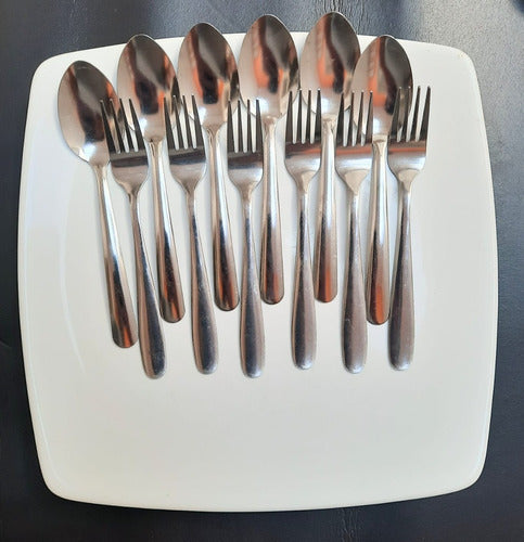 Set of 24 Stainless Steel Dessert Cutlery - 12 Forks and 12 Spoons 5