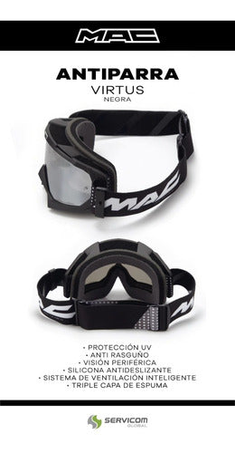 MAC Virtus Black Grey Motocross Goggles 3