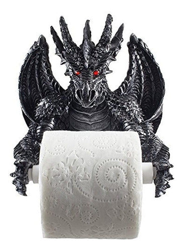 Mythical Winged Dragon Toilet Paper Holder In Metallic Look 0