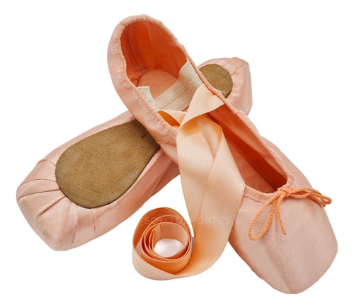 Slava Ballet Pointe Shoes with Ribbons + Elastic Canvas Split Sole Pointe Shoes 27