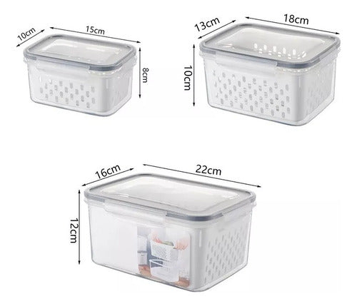 Rpc Import Food Organizer with Lid and Colander Pack of 3 Sizes 3