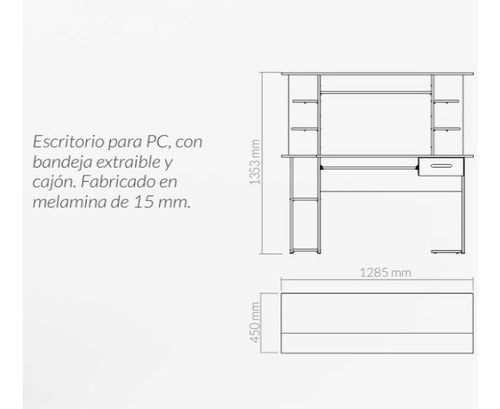 Piro Mesa Para Pc Con Alzada Y Un Cajon 3