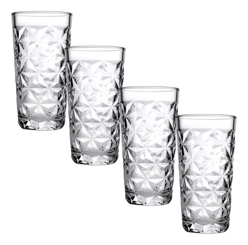Set of 4 Highball Glasses 360ml Glass Star Pasabahce 1