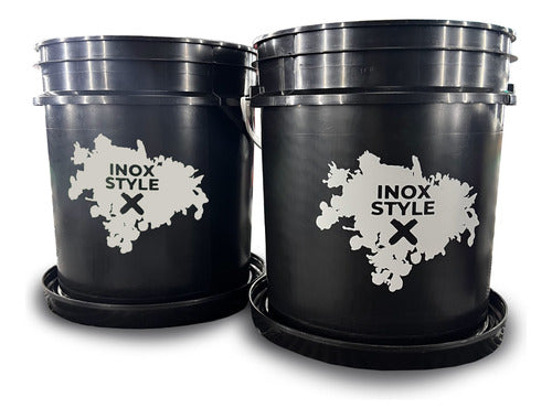 INOX STYLE Balde 10 Lts Con Tapa Medidor Lavado Auto Premium Detailing 0