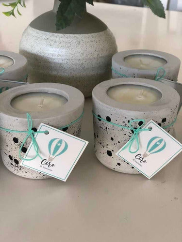 Baptism Souvenirs: Soy Wax Candle in Cement Pot Set of 30 0