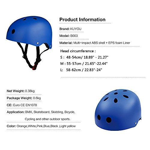 KUYOU Casco De Goma Dura Abs Con Ajuste Para Patineta / Esquí / Pa 5