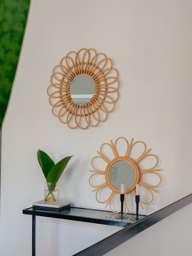 Circular Natural Fibers Boho Nordic Decorative Mirror 1