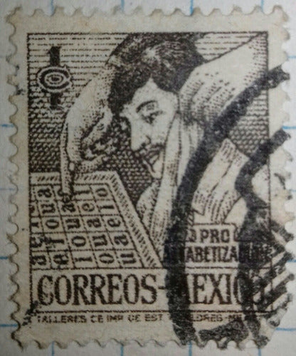 Antiguo Sello Pro Alfabetizacion Correos Mexico 1 C 1946 2