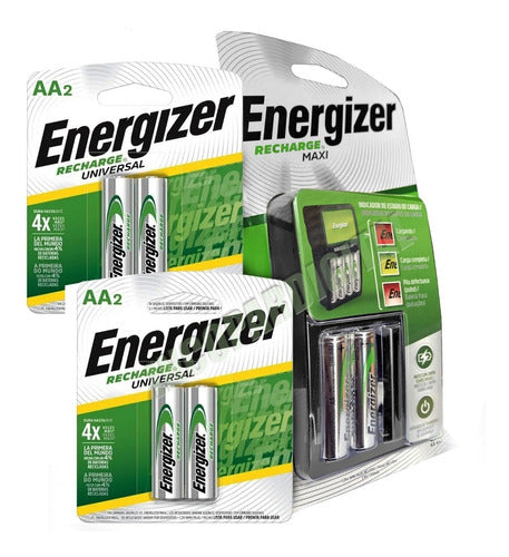 Combo 6 Pilas Aa Recargable Energizer + Cargador Energizer 0