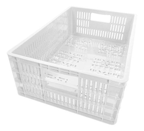 Reinforced Stackable White Plastic Basket 60x40x20 0