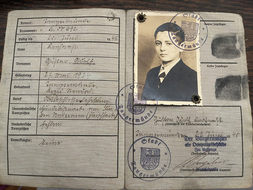 Antigua Tarjeta De Identificación Alemana 1945, Dni Pasaport 1