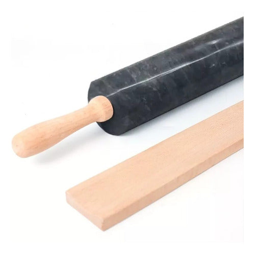 Marble Rotating Rolling Pin with Wooden Handles and Base 2