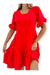 Short Dress with 3/4 Sleeves and Flared Hem Plus Size 1